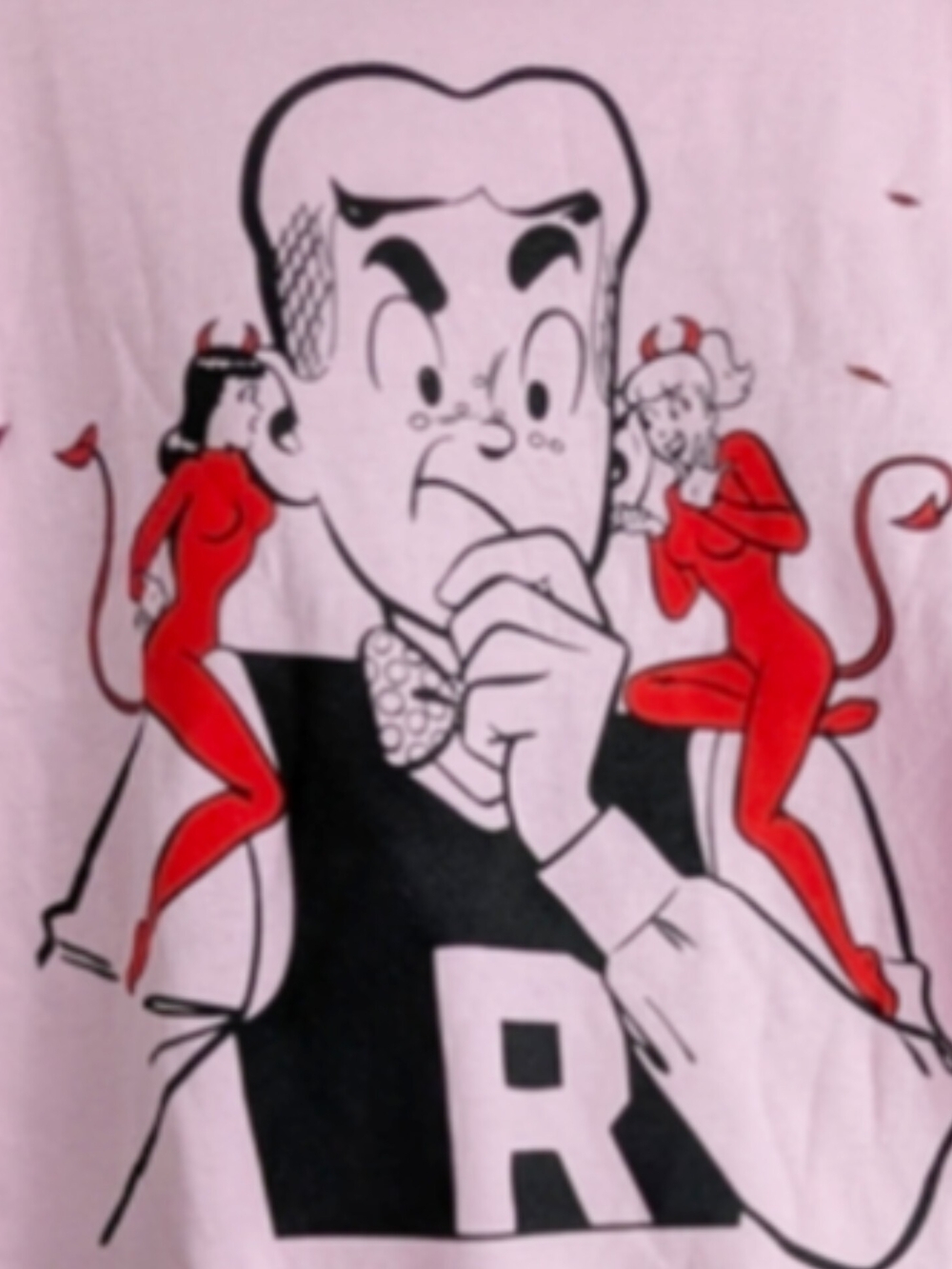 Archie Comics Veronica Devil Betty Angel Pink Tee Oversized Large
